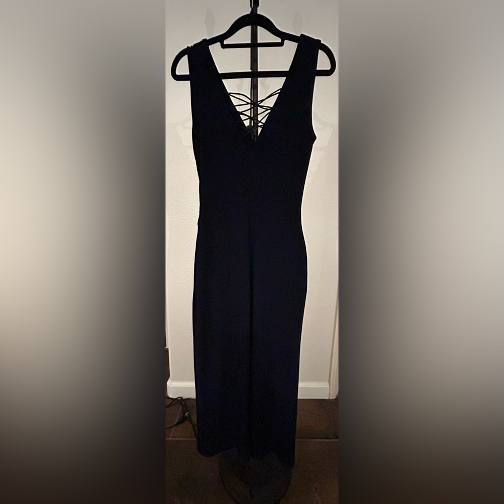 Ralph Lauren Women's Formal Long Dress Blue Crepe Faux Wrap Evening Gown Size 2